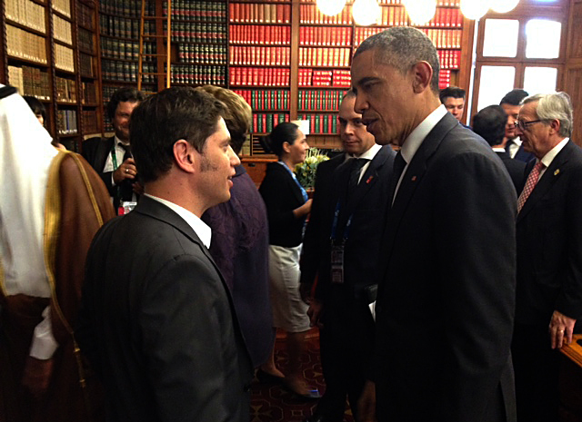 Axel Kicillof y Barack Obama en Brisbane